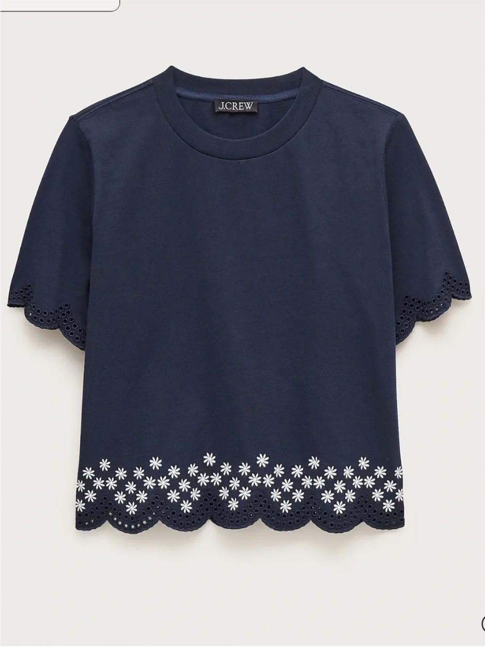 J.Crew Premium-weight relaxed scalloped T-shirt